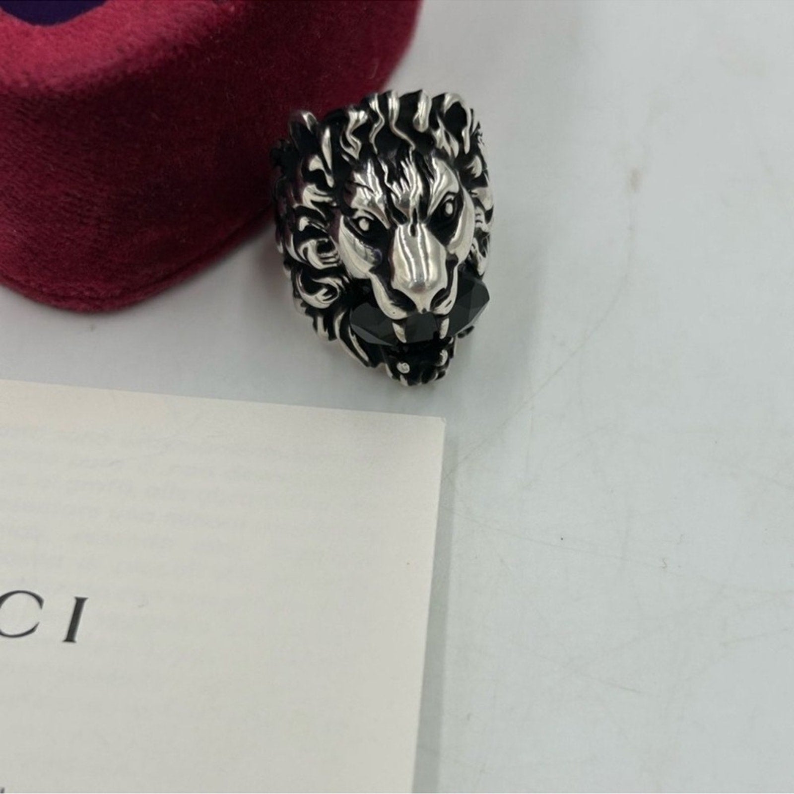 Women's Gucci Lionhead, motif sterling silver ring Size 8-8.5 Made in Italy
