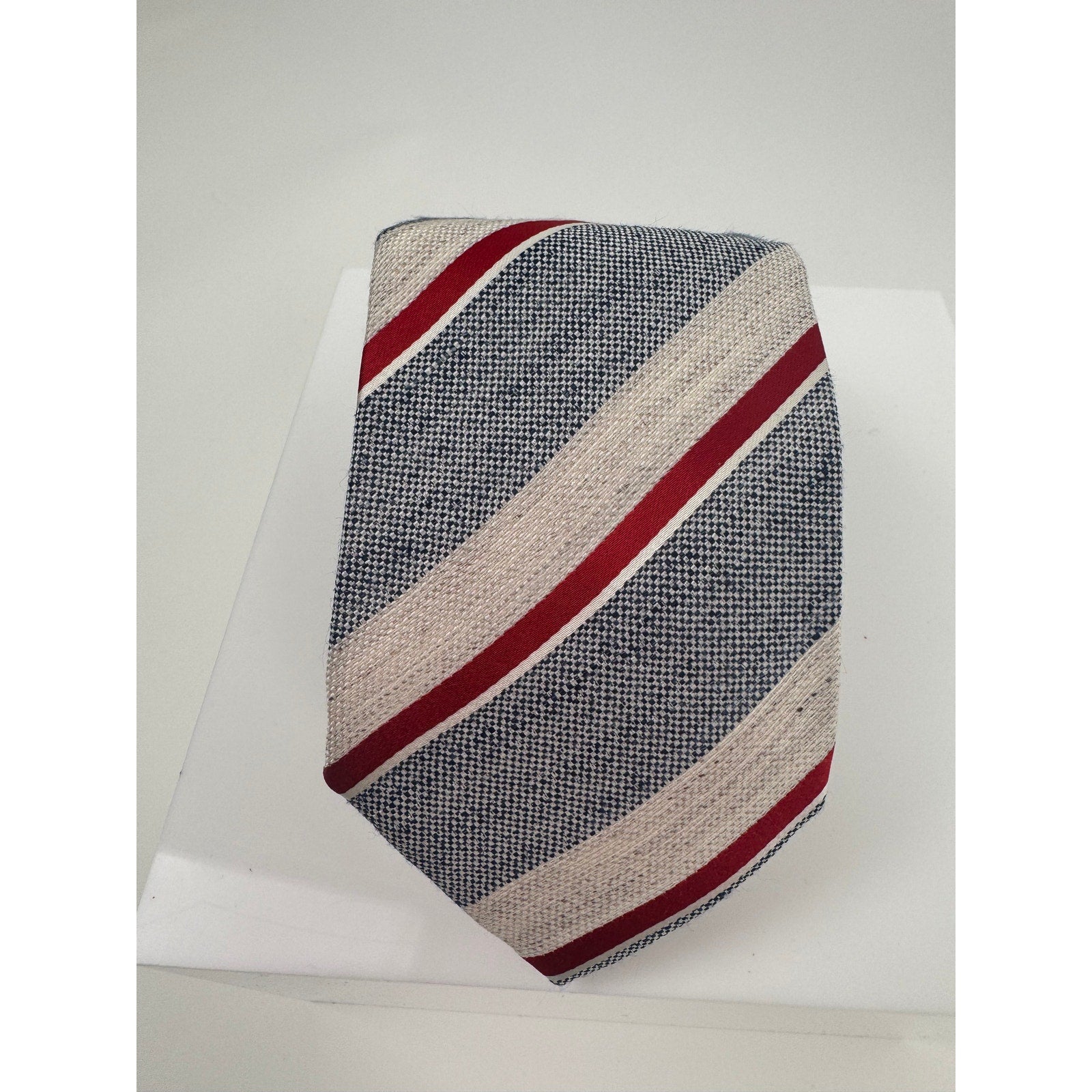 Mattabisch Napoli Striped Multicolor Silk Linen Blend Tie Made in Italy
