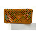 Christian Louboutin Yellow Multicolor Calfskin Panettone Spiked Zip Wallet
