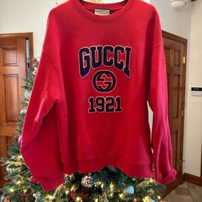 Men's Gucci logo embroidered cotton jersey sweatshirt, size XL made in Italy