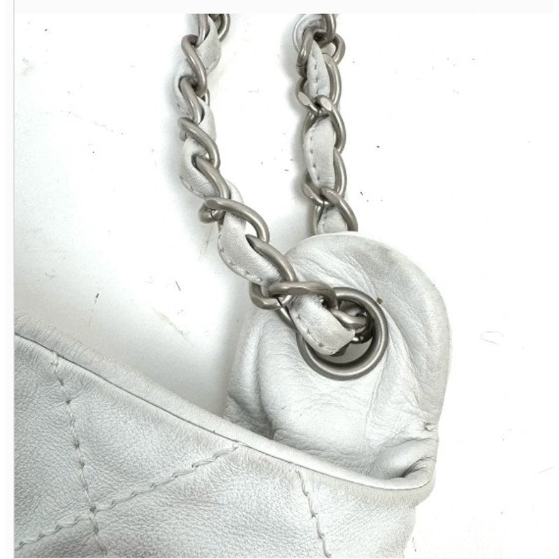 Chanel White Leather Rare Runway Archived Shoulder Bag w/Silver Hardware