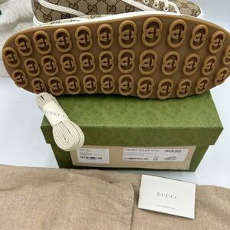 Gucci Brown GG Monogram canvas platform Sneakers size 10.5 made in Italy