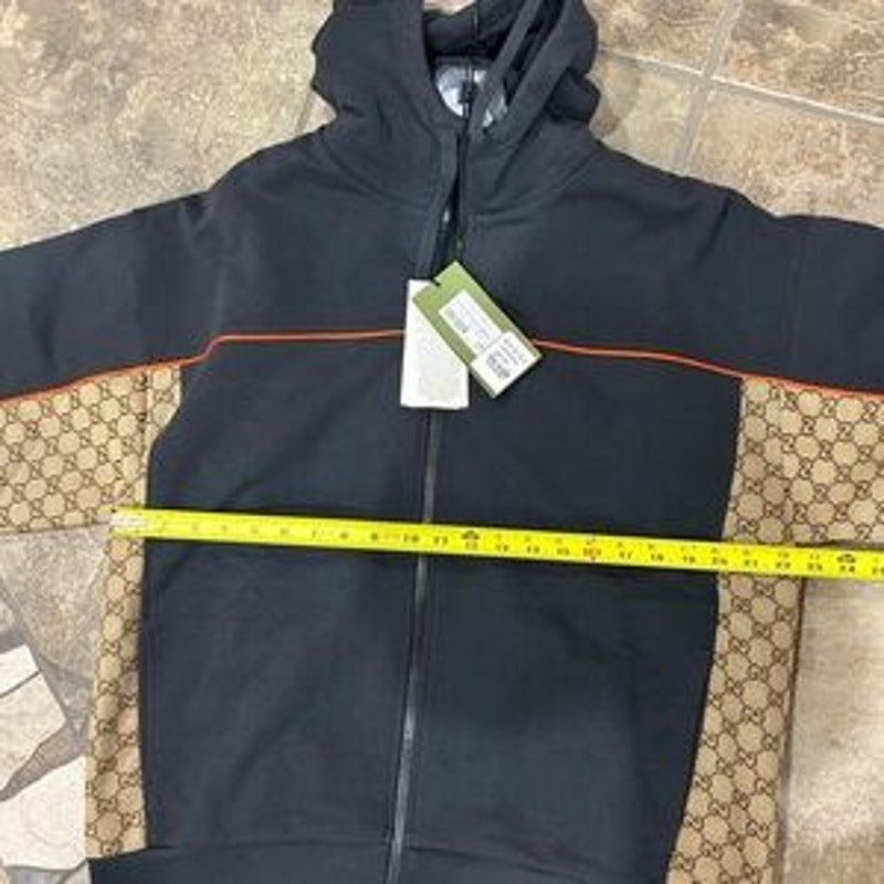 Men's Gucci, cotton jersey, zip jacket/hoodie signature GG Supreme size large