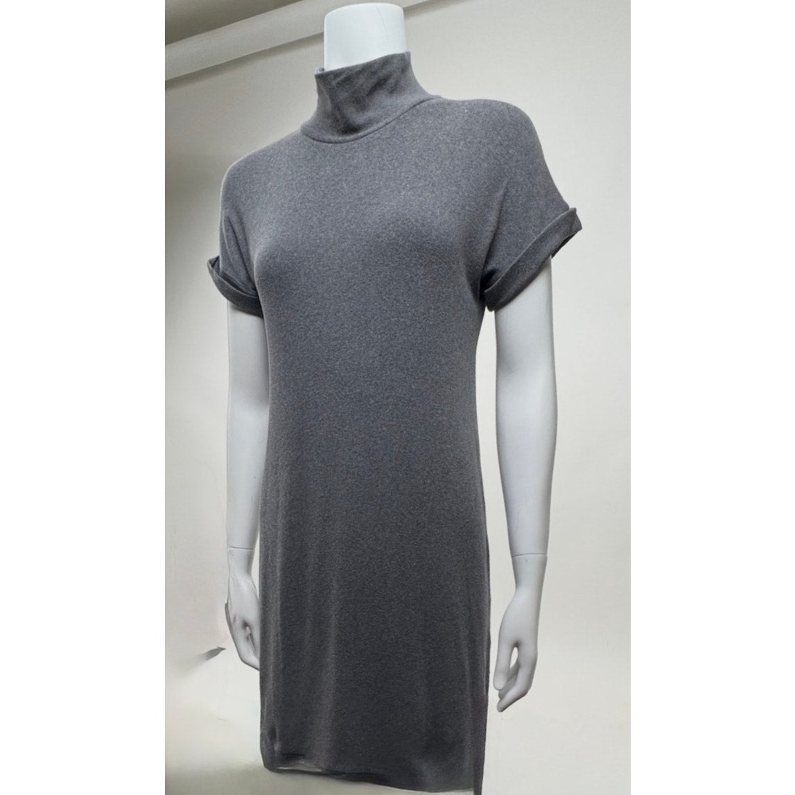 Brunello Cucinelli Grey Knit Mock Turtleneck Mini Dress Size XL Fits Size M