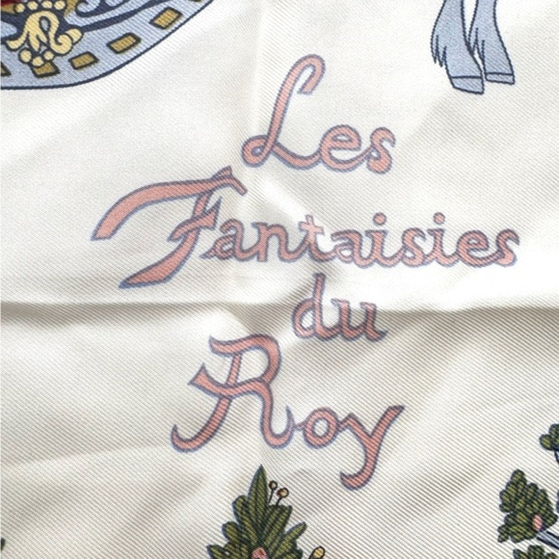 Hermes silk scarf red/blue colorway/whimsical sleds horses w/flourishes of color