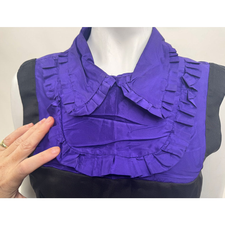 Miu Miu NWOT Black & Purple 100% Silk Ruffle Blouse Size IT 40 / US 4