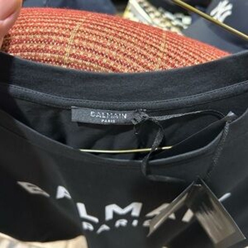 Balmain Paris Black cotton logo T-Shirt for Men size small made in Italy