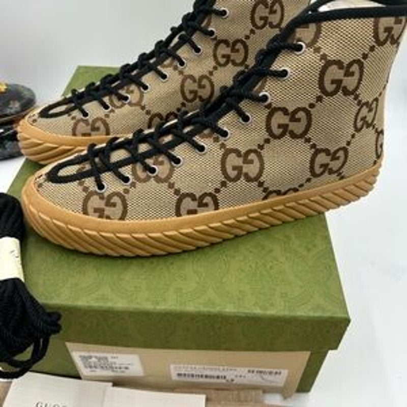 Men's Gucci, maxi GG high top canvas sneakers size 12.5 made in Spain