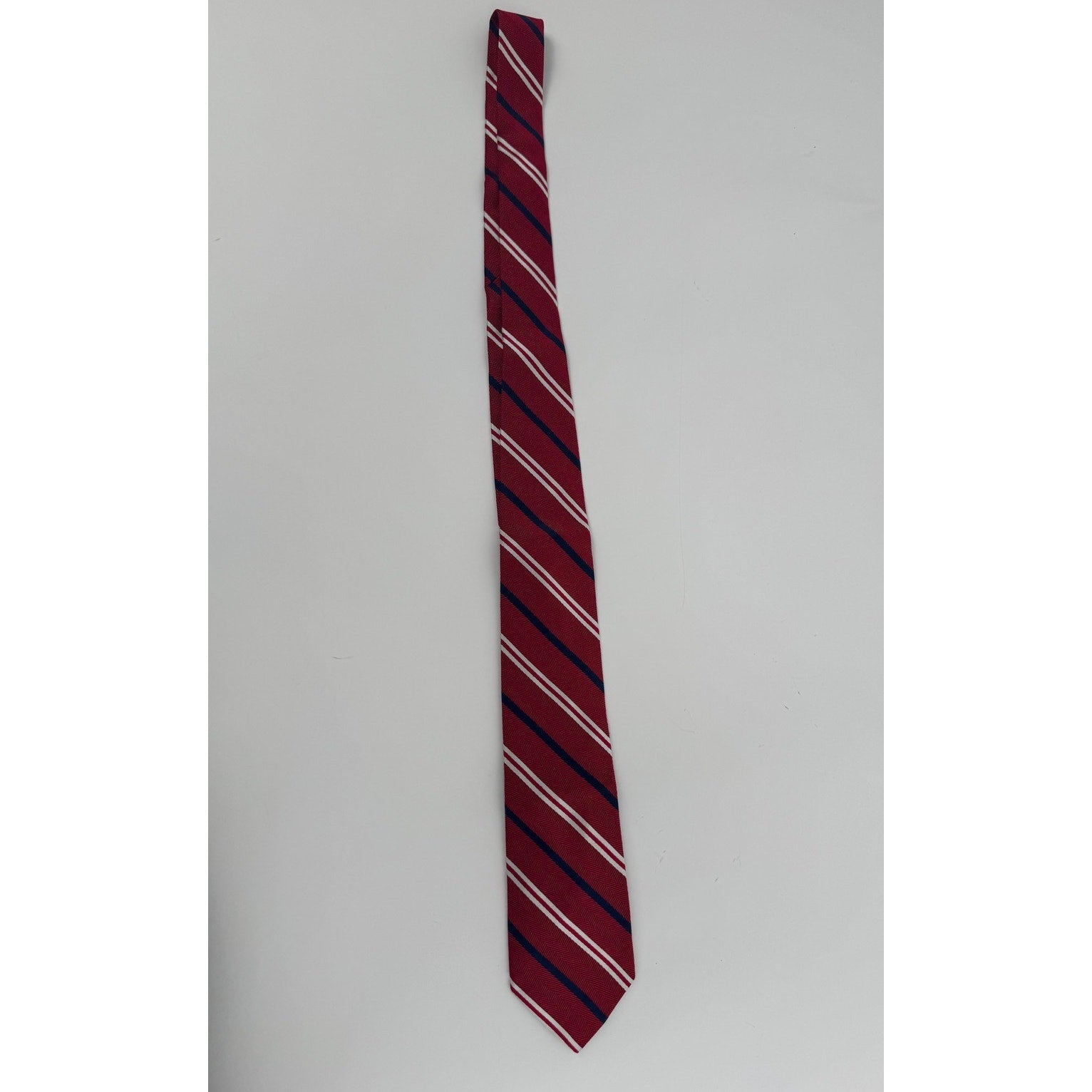Brooks Brothers NWOT Men's Red & Navy Blue Silk Blend Striped Neck Tie