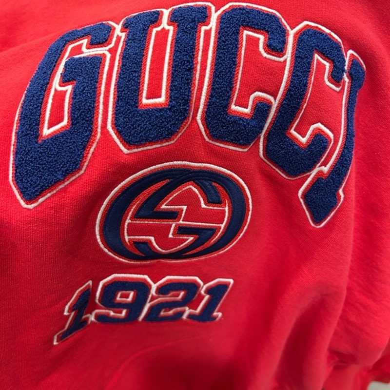 Men's Gucci logo embroidered cotton jersey sweatshirt, size large made in Italy