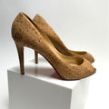 Christian Louboutin Neutral Cork Peep Toe Pump Heels Size 40 / US 10