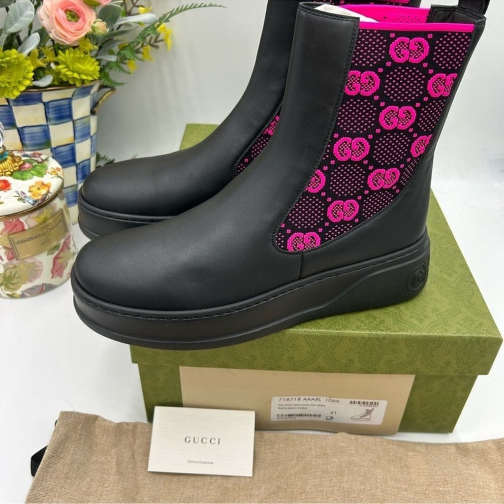 Women's Gucci GG motif Leather, Chelsea boots size 41 made in Italy