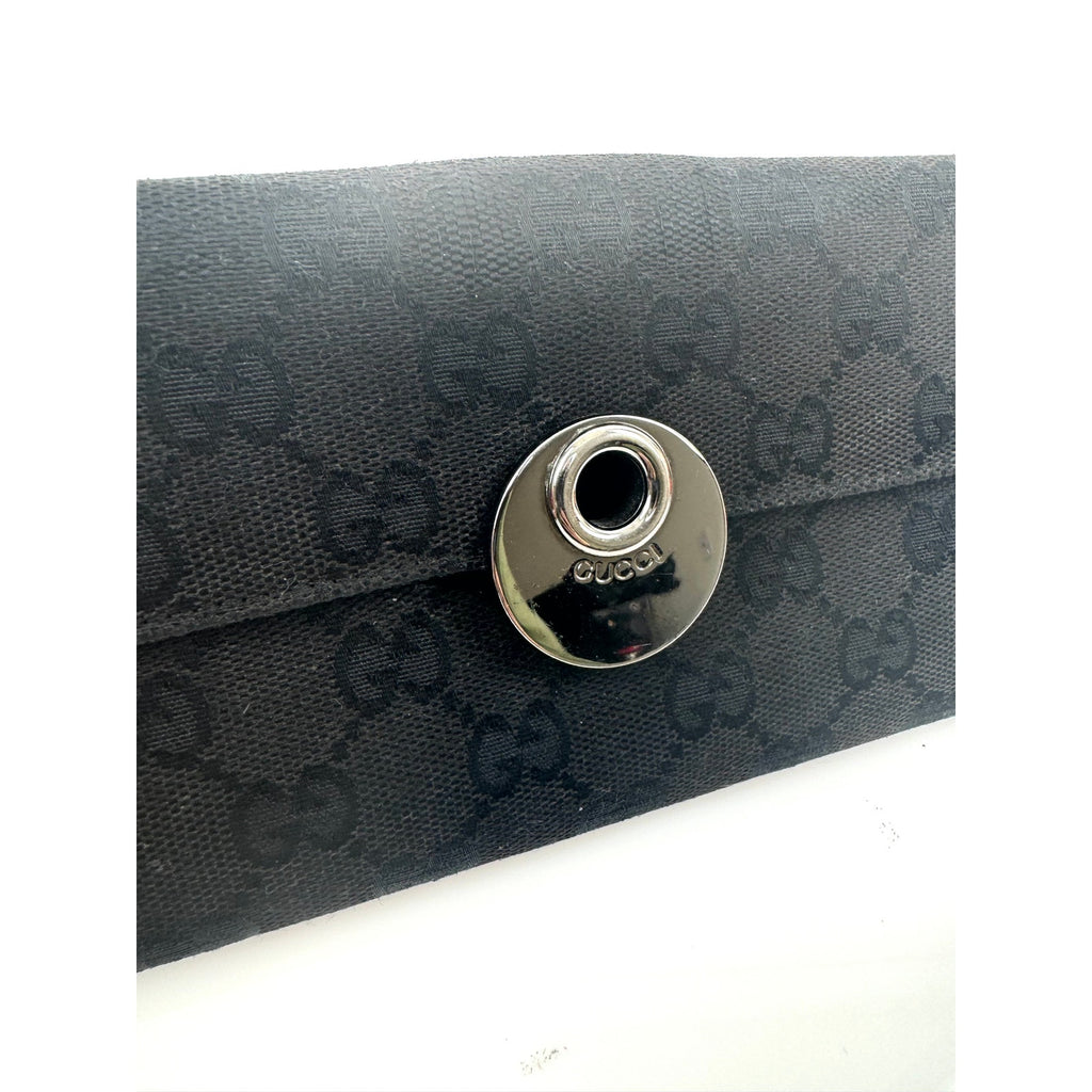 Gucci Black Nylon Canvas Tom Ford Era Monogram Continental Long Wallet