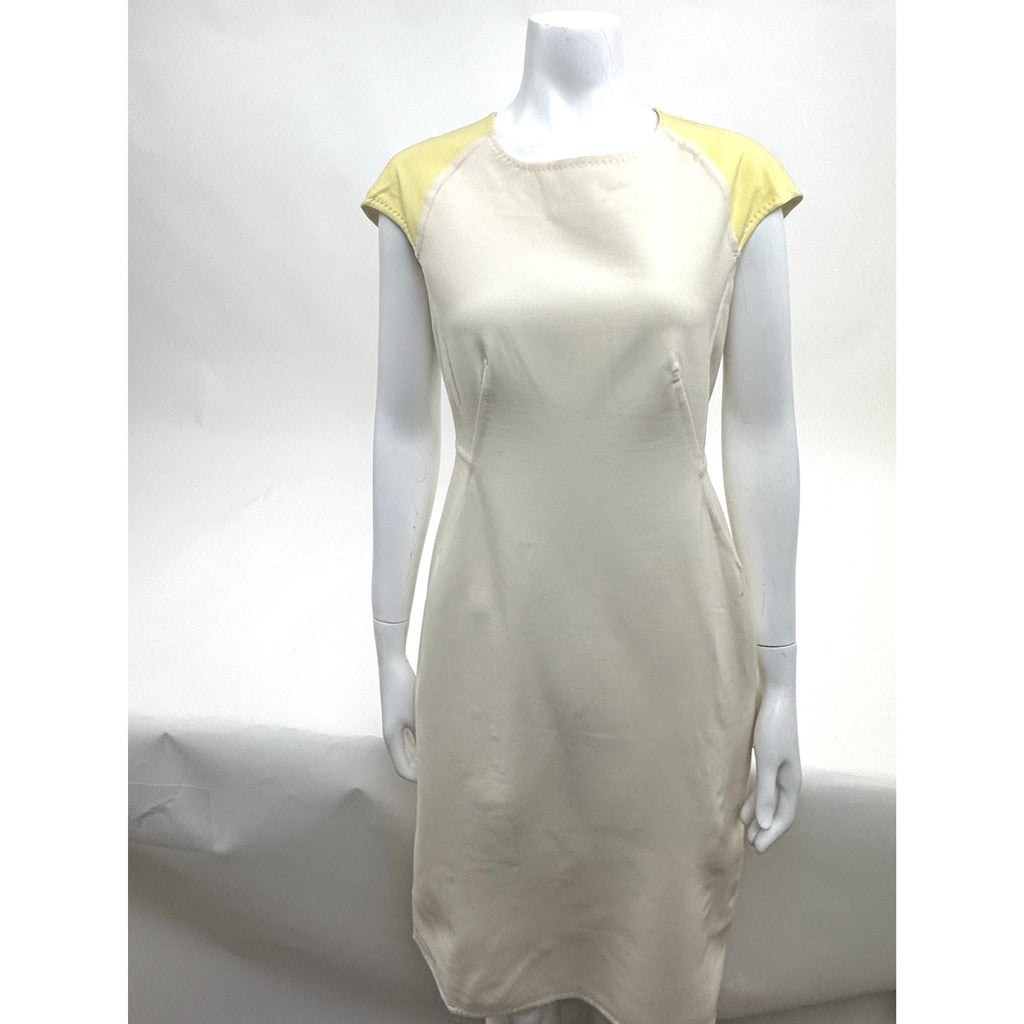 Aquilano Rimondi NWT Cream & Yellow Cap Sleeve Sheath Dress – Size 44