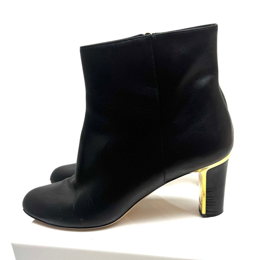 Salvatore Ferragamo Black Leather Back Zip Ankle Boots Size 8.5 B