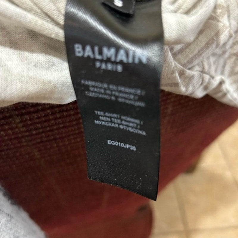 Men's Balmain oversized cotton shirt with printed pyramid monogram size small