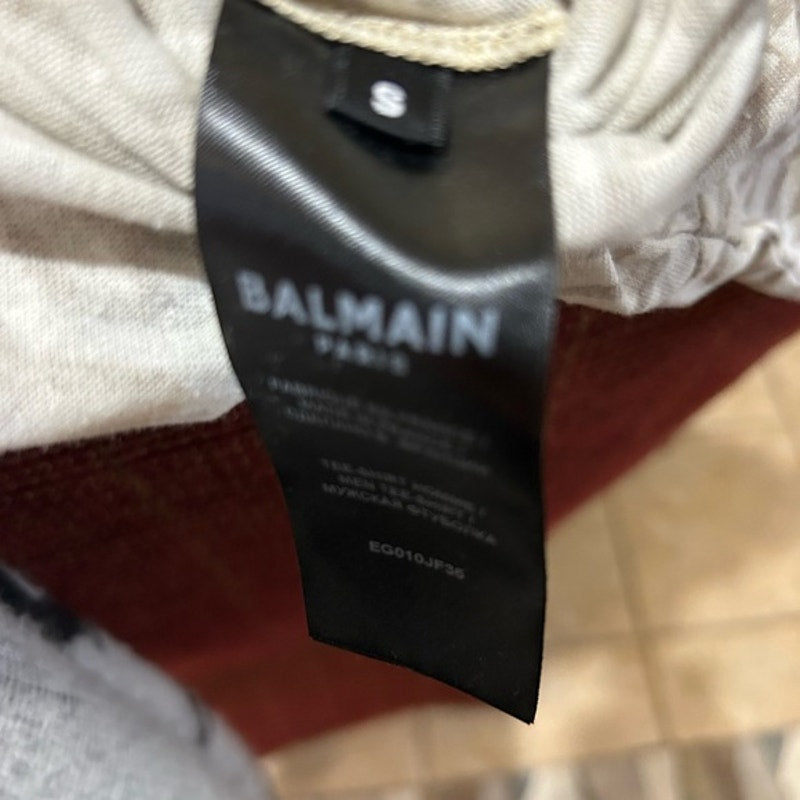 Men's Balmain oversized cotton shirt with printed pyramid monogram size small