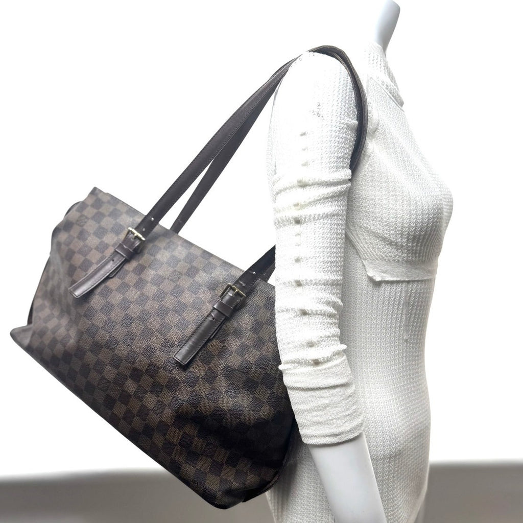 Louis Vuitton Brown Damier Ebene Chelsea Coated Canvas Top Zip Tote Bag