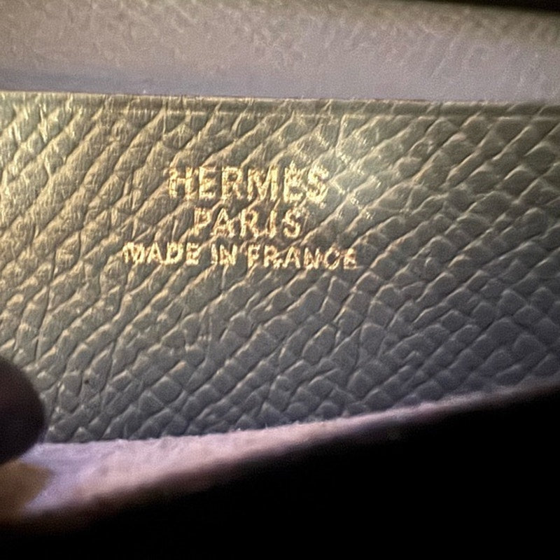Hermes Blue Jean Tadelakt Bearn wallet Palladium Hardware cream contrast stitch