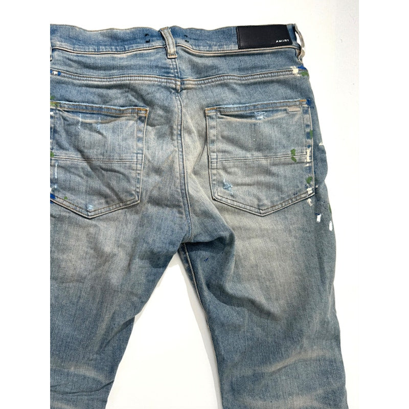 Mens AMIRI mx1 paint splatter light wash patch size 32 immaculate