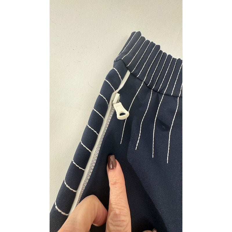 Women's Valentino Navy Blue & White NWT High Waist Drawstring Pants Size 44