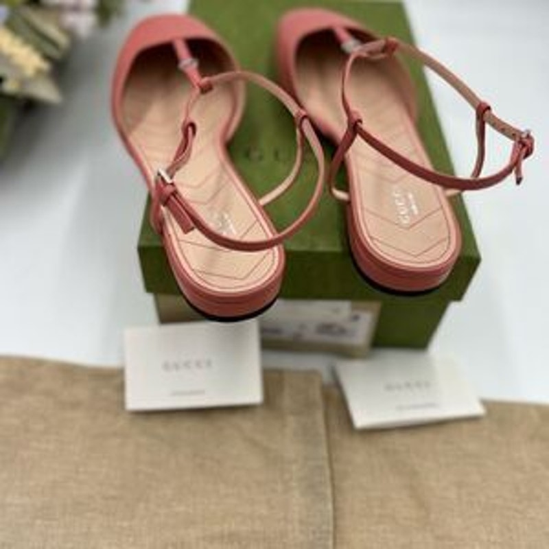 Women’s Gucci T strap, pink, leather GG ballet flats size 41 made in Italy