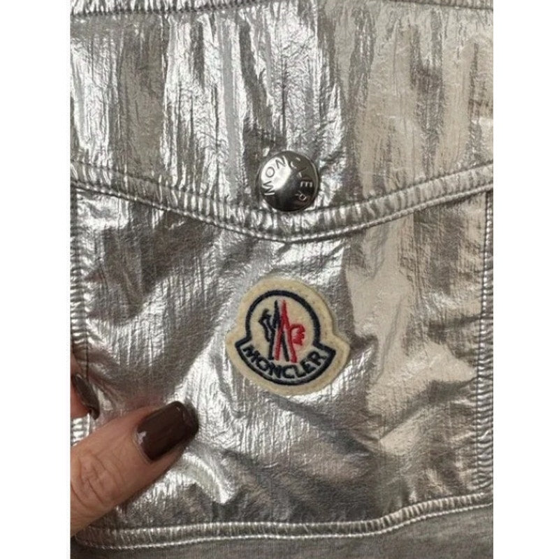 Moncler Men’s 2XL Gray Zip-Up Hoodie – Metallic Puffed Lettering (NWOT)