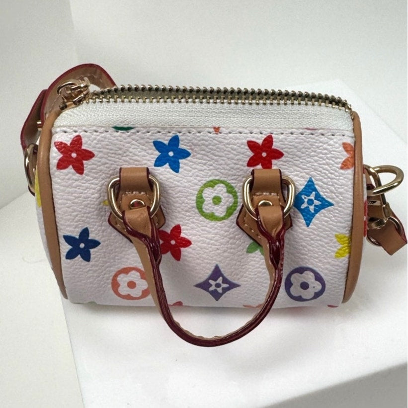 Miniature Leather Zippered Bag Charm - Functional Accessory for Handbags