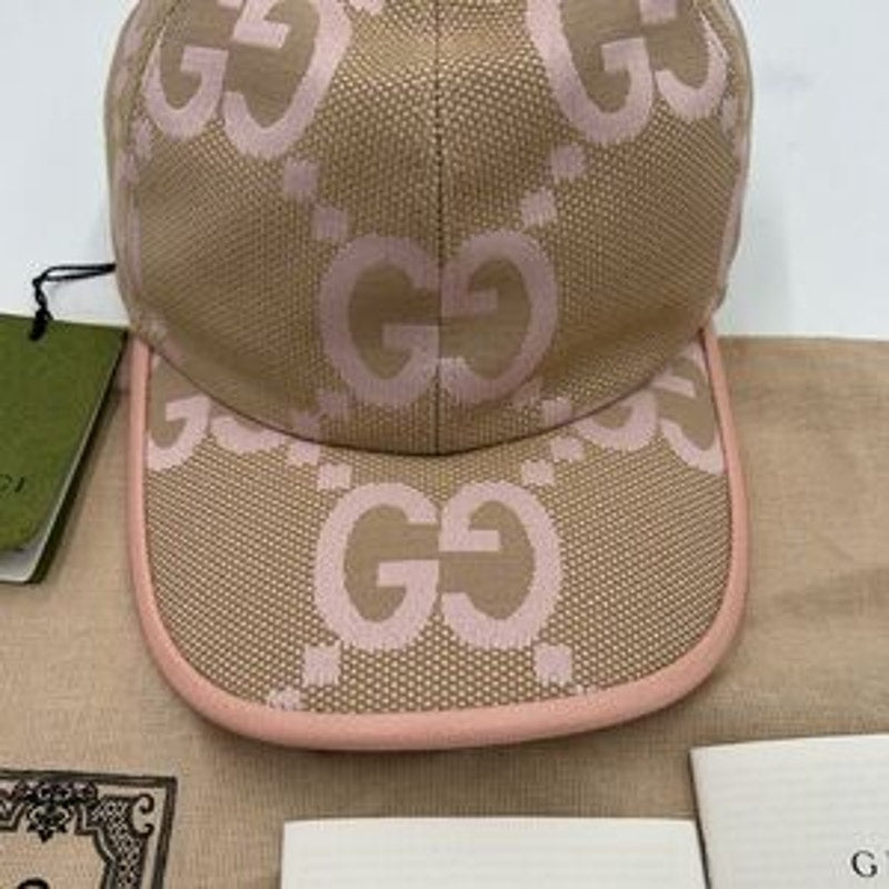 Women's Gucci, Jumbo, GG canvas, baseball hat in beige and pink size XL Italy