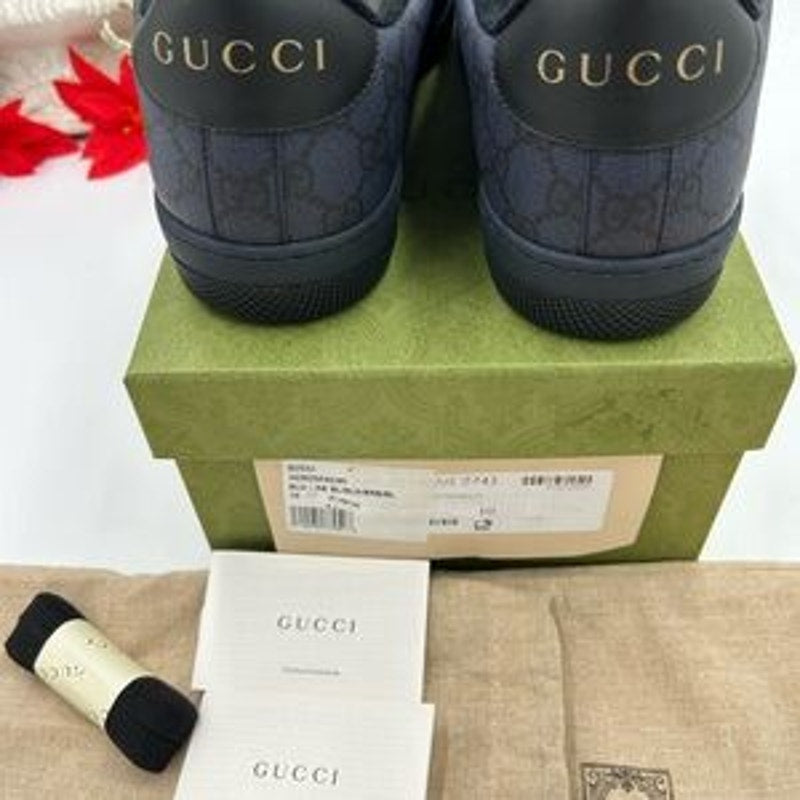 Men's Gucci screener leather/canvas sneakers size 10 fits 11 US made in Italy