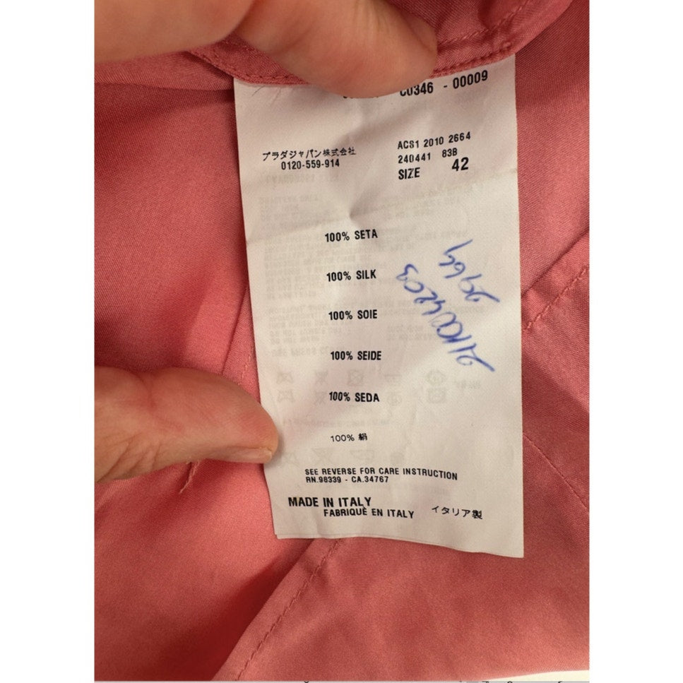 Prada NWT 100% Silk Pink Ruffle Sleeve Blouse Top IT 42 US 6-8 Made in Italy