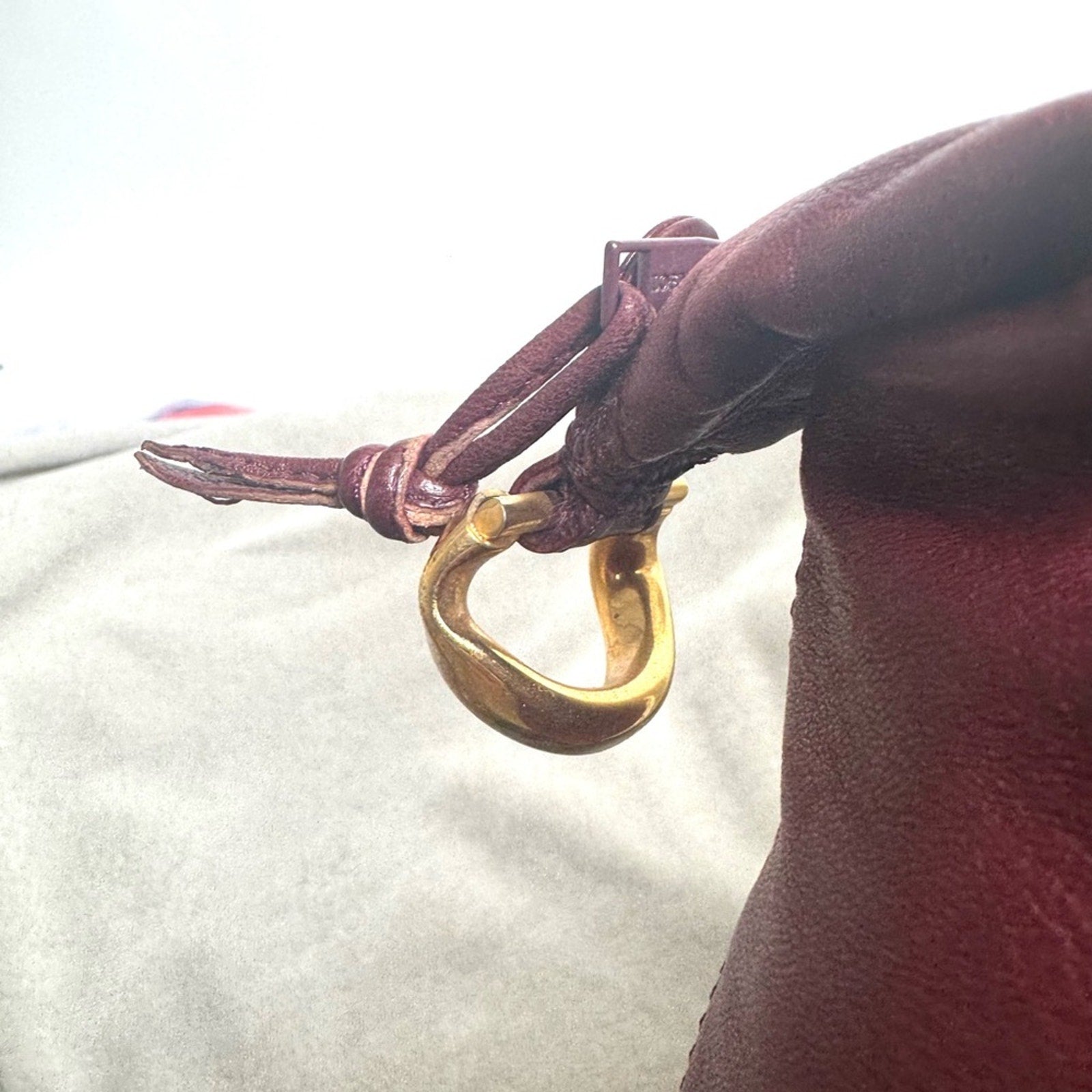 Loewe leather long strap buttery soft w/anagram and gold side gorgeous accents