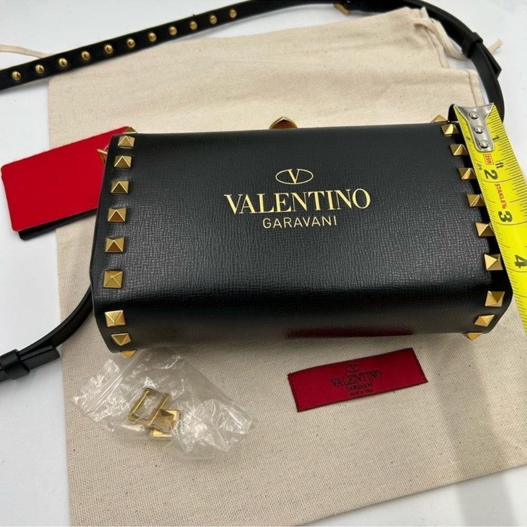 Women's Valentino Garavani gold Rockstud, leather shoulder bag made in Italy