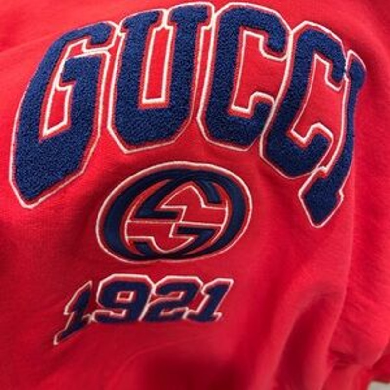 Men's Gucci logo embroidered cotton jersey sweatshirt, size large made in Italy