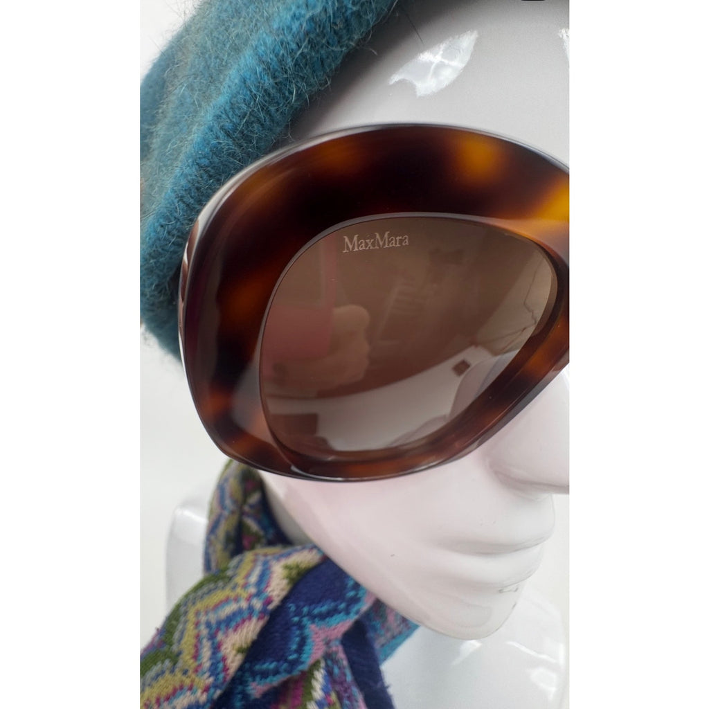 Women's Max Mara NWOT Edna Brown Tortoise Oversized Frame Sunglasses