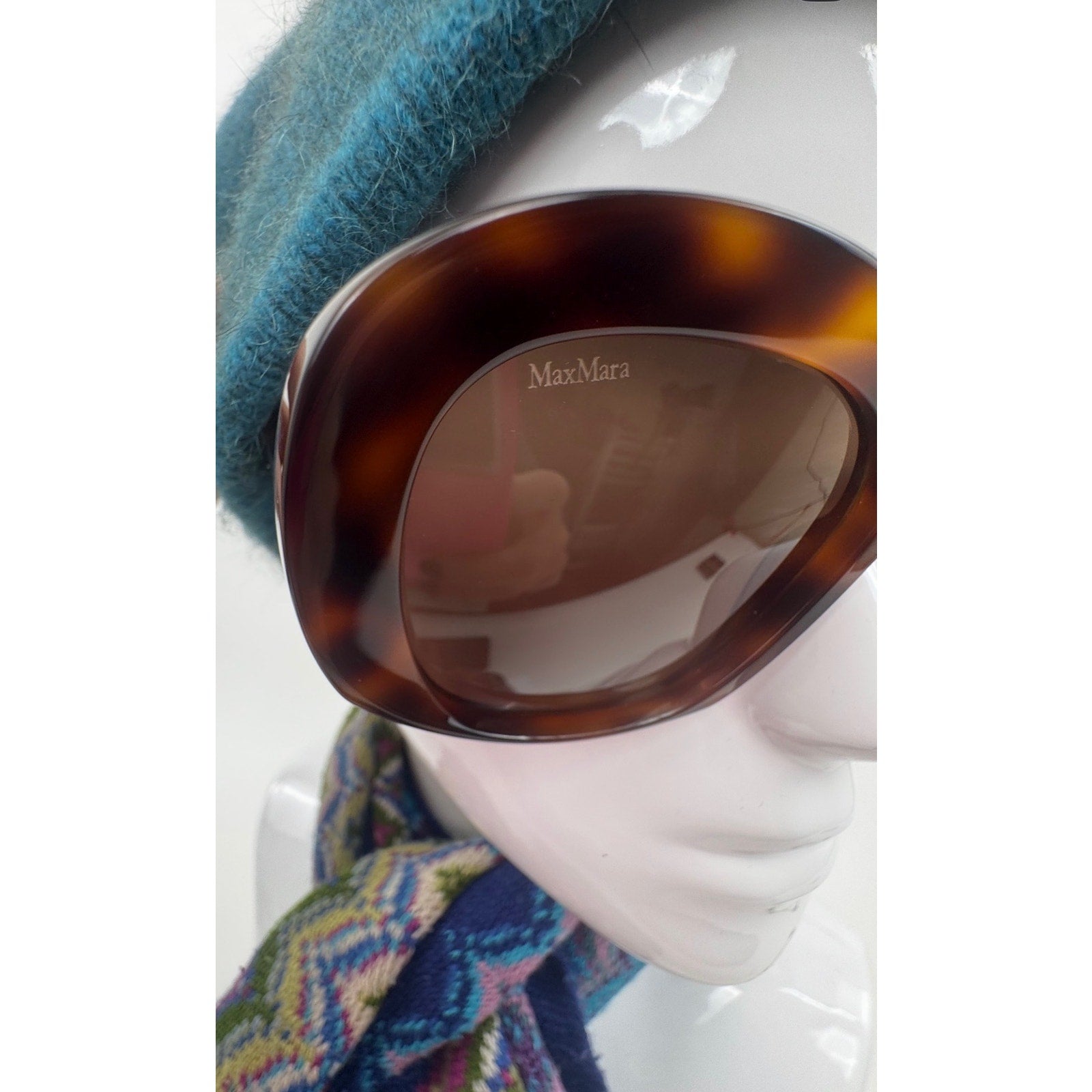 Women's Max Mara NWOT Edna Brown Tortoise Oversized Frame Sunglasses