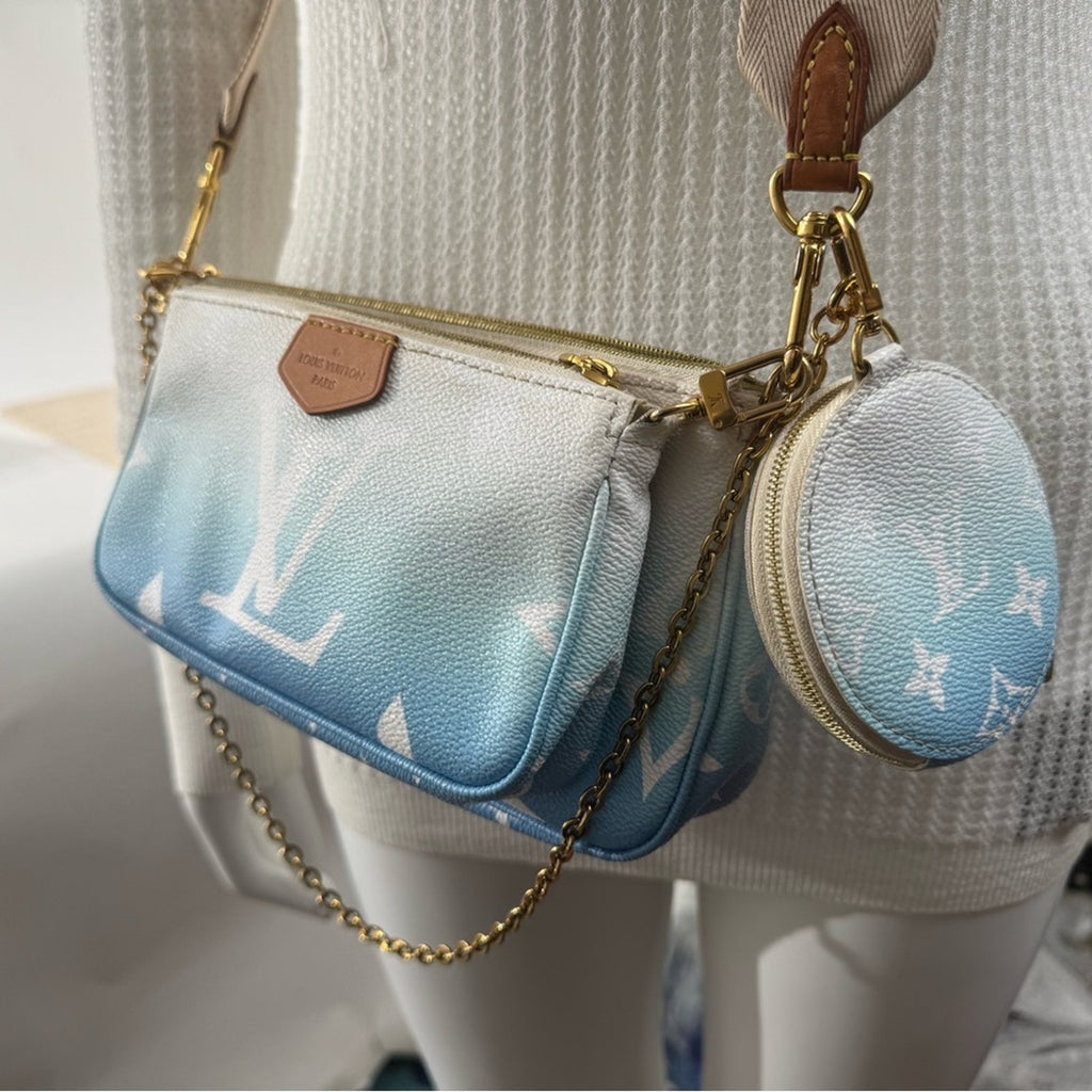 Louis Vuitton BY THE POOL-multi pochette (3)w/guitar strap/LV branded gold chain