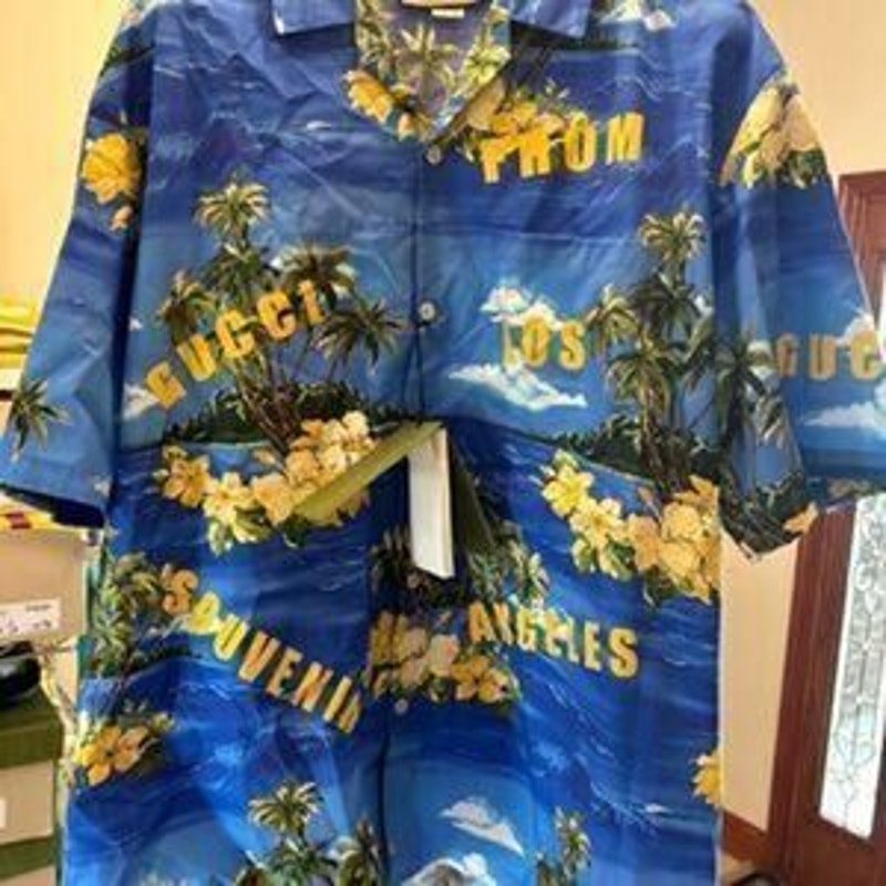 Men’s Gucci palm tree, print bowling shirt size size 56 made in Italy