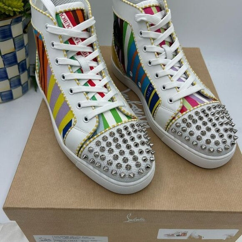 Men’s Christian Louboutin Lou spikes high top sneakers size 42 made in Italy
