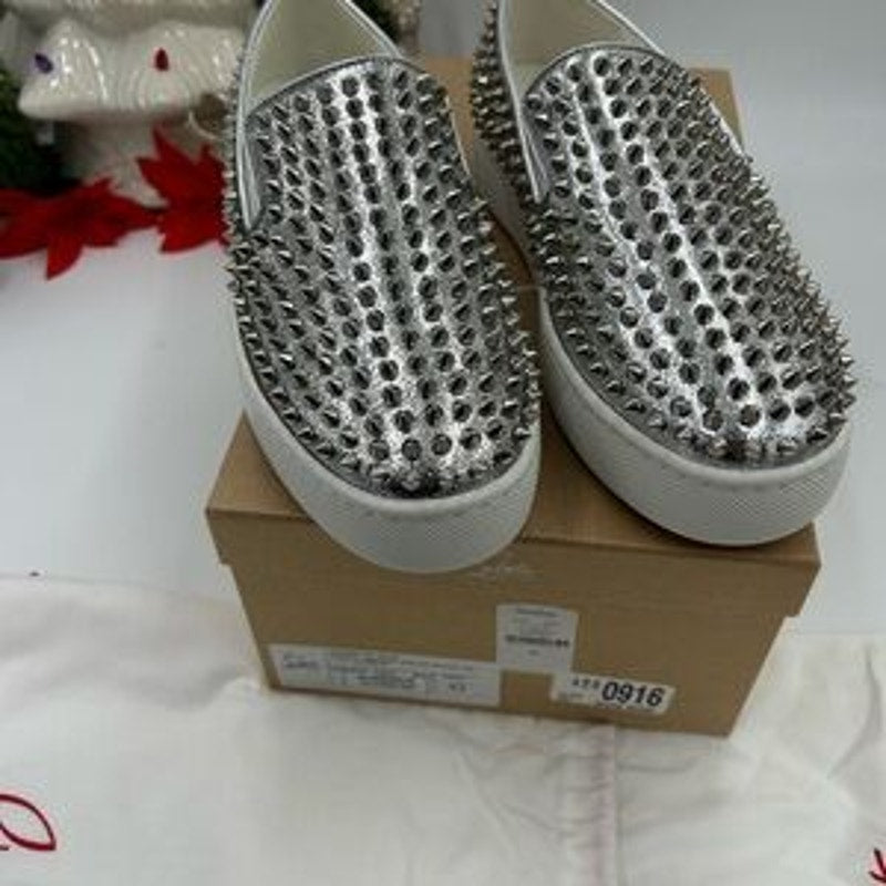 Men's Christian Louboutin roller boat spike slip on sneakers size 42 made Italy