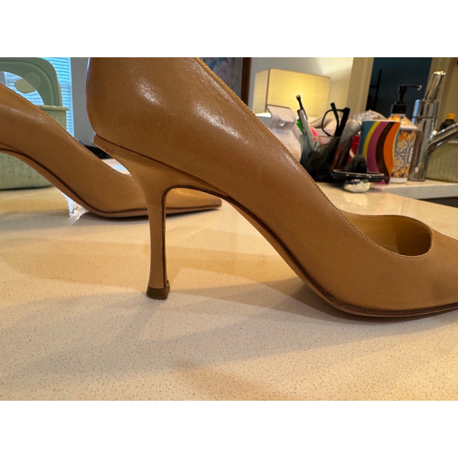 Jimmy Choo Neutral Leather Pointed Toe Pump Heels Size US 10 IT 40