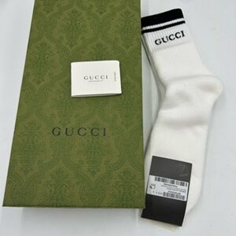 Gucci unisex logo imtarsia stretch, cotton blend socks size large