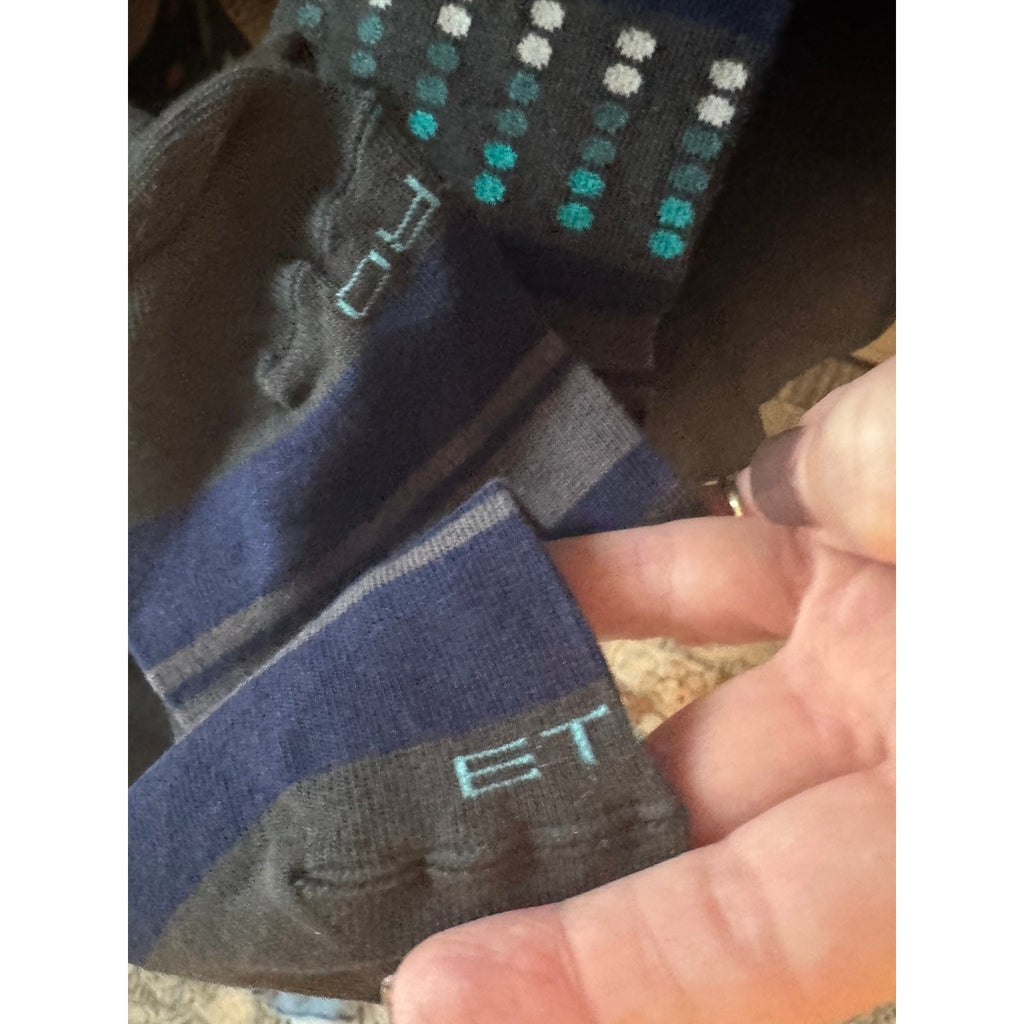 Etro NWT Cotton Blend Dress Socks – Blue & Gray Geometric Pattern