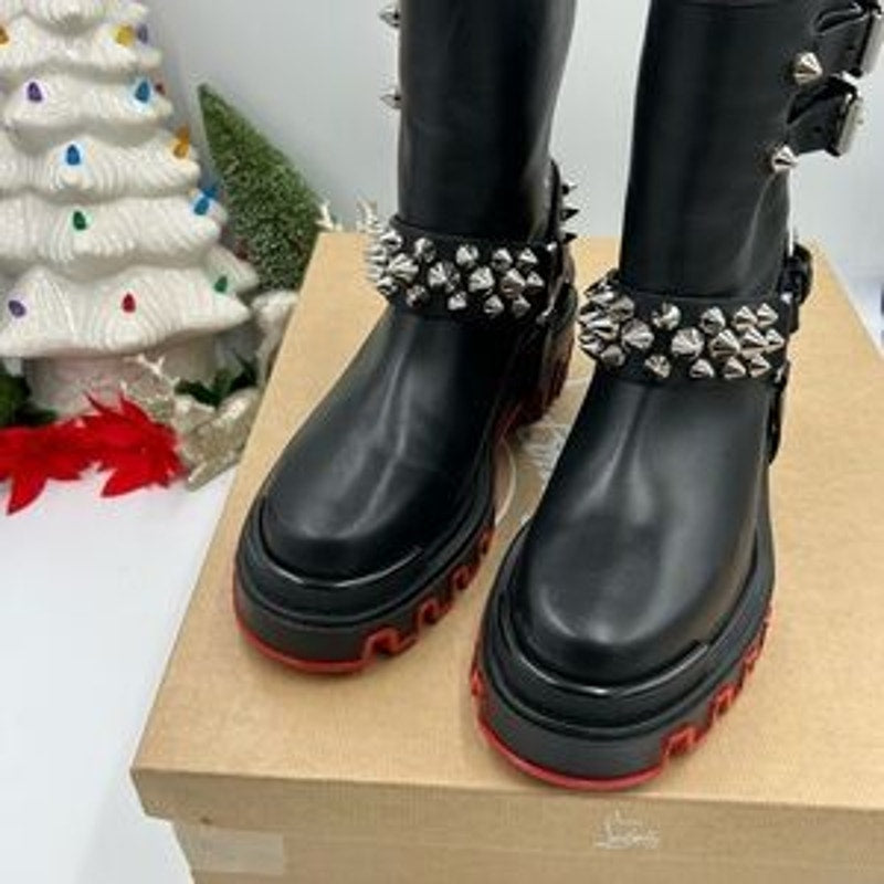 Christian Louboutin women's Dune bike spike Moto boots size 39 made in Italy