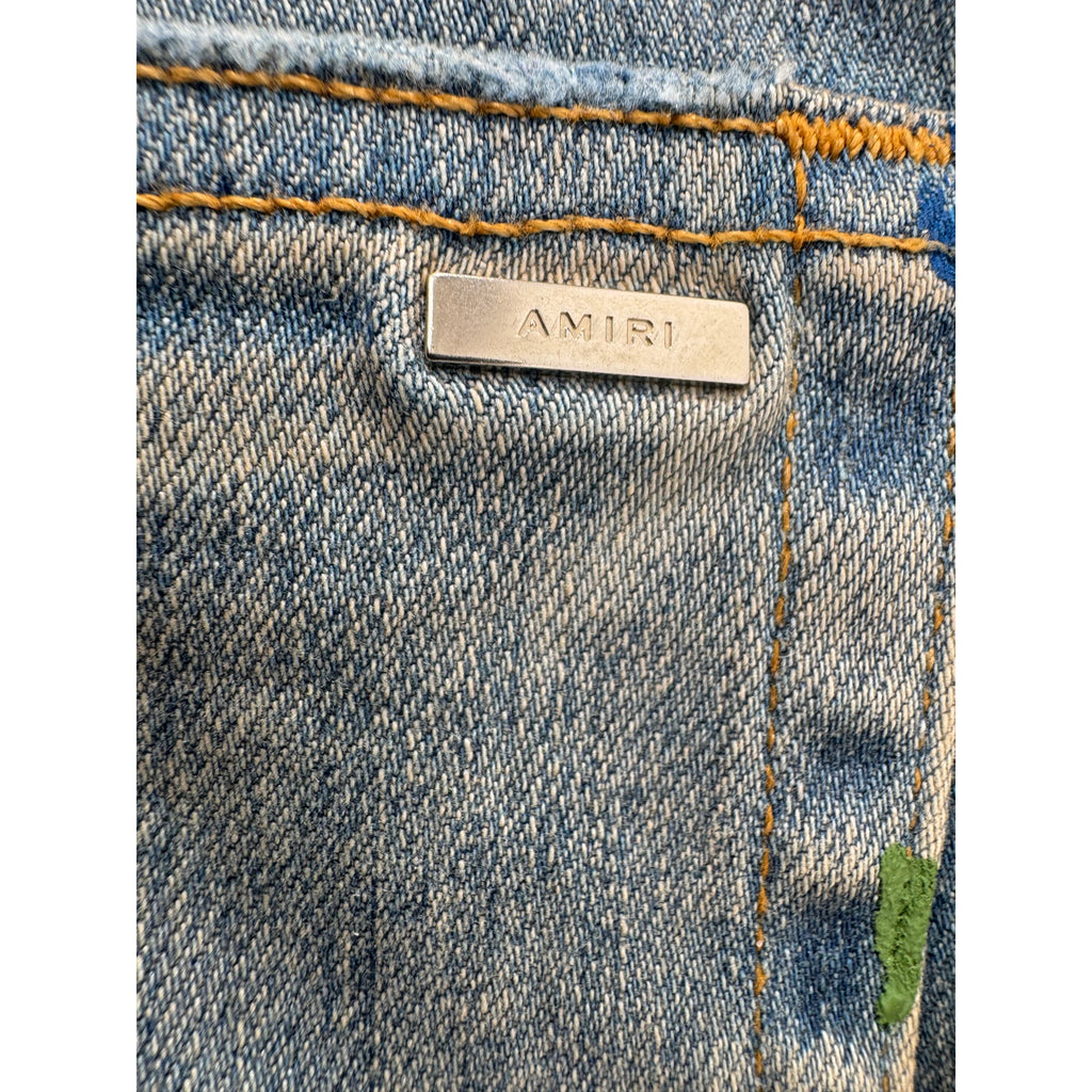 Mens AMIRI mx1 paint splatter light wash patch size 32 immaculate