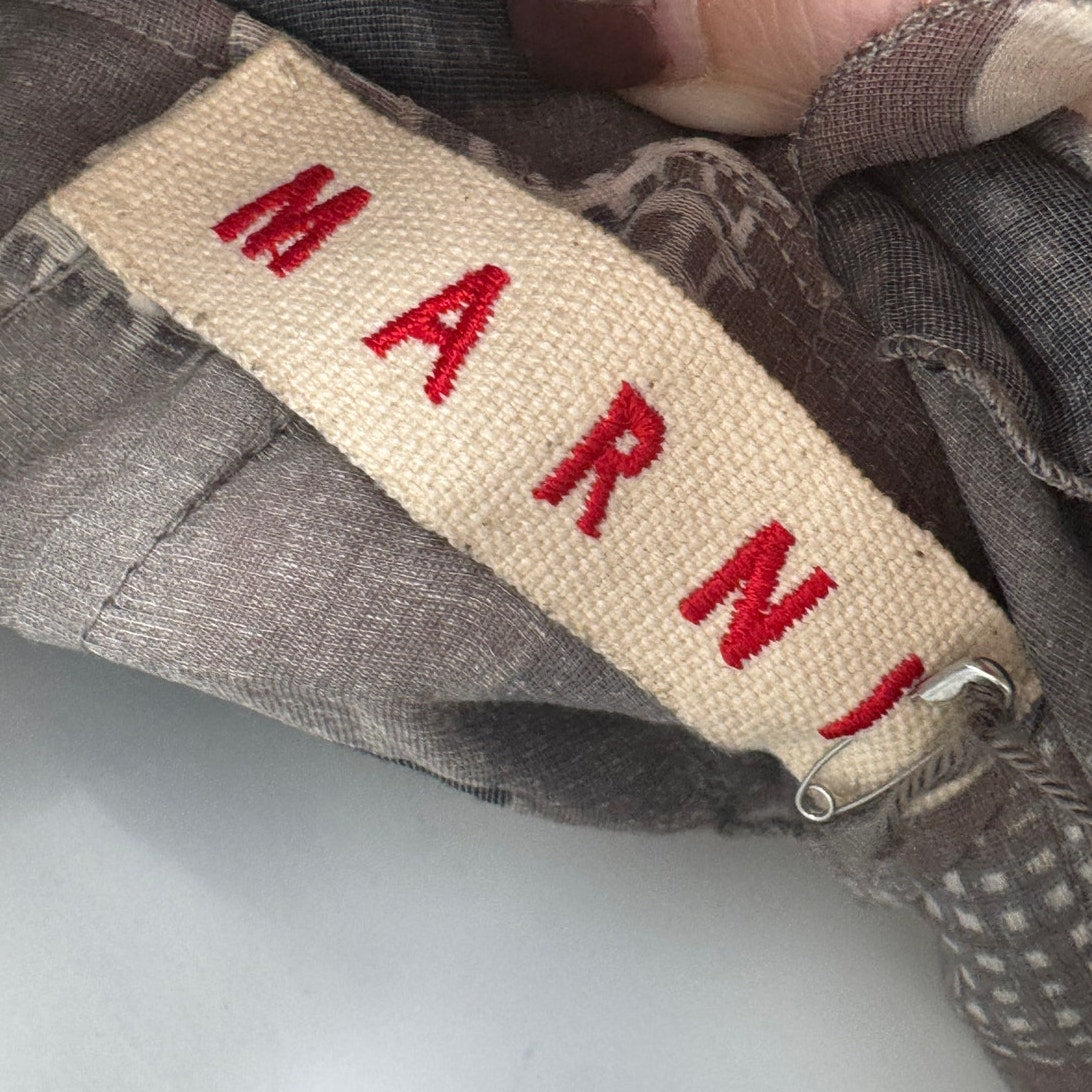 Marni NWT Organza Mocha Gray Patterned Pockets Dress Size 38 / US 2