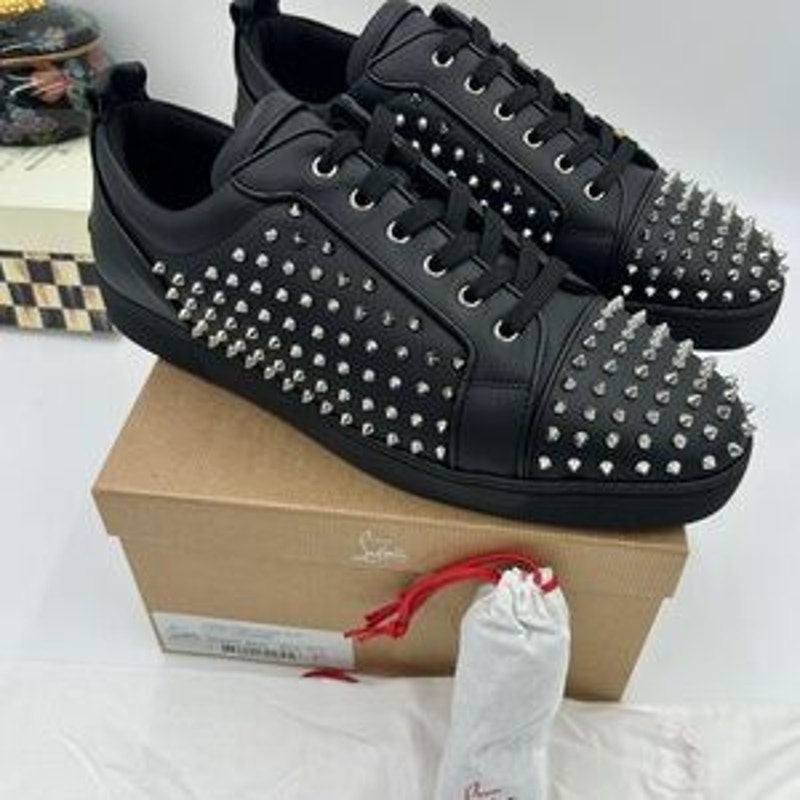 Men's Christian Louboutin, Louis Jr Spike flat sneakers size 47 made in Italy