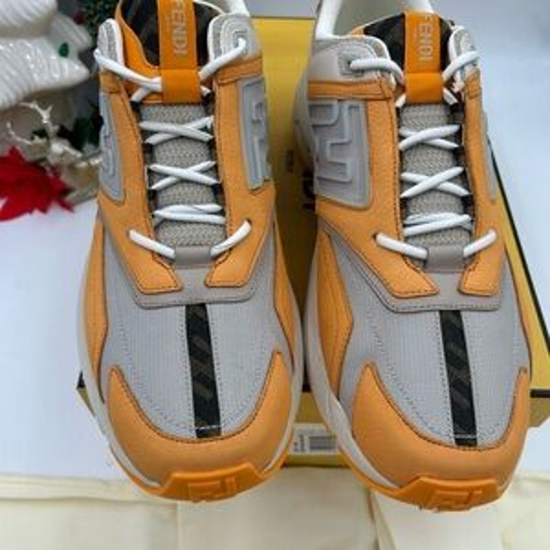 Fendi Men's FF logo textile runner sneakers size 12 made in Italy