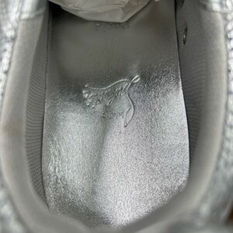 Men's Christian Louboutin tutti rui low top metallic leather sneakers size 45