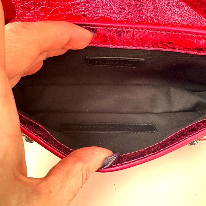 Balenciaga Metallic Agneau Arena Le Cagole Sling Bag XS in Pink. NWT’s & Dusty